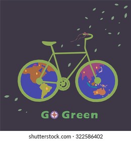 Cycling around the world, Go green concept 