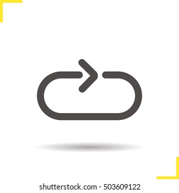 Cycling arrow icon. Drop shadow symbol. Refresh button. Negative space. Vector isolated illustration
