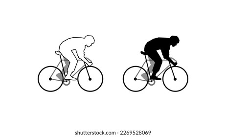 Cycling athletes isolated vector silhouette.