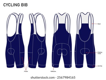 Cycling Bib Complete with Description Silhouette Vector