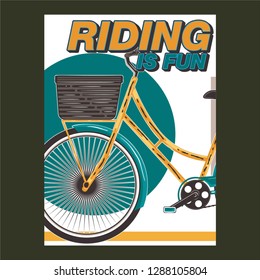 Cycling, Bicycle, Fun bike poster green background motivation - Vector