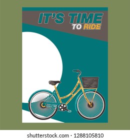 Cycling, Bicycle, Fun bike poster green background motivation - Vector