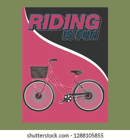 Cycling, Bicycle, Fun bike poster green background motivation - Vector