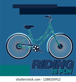 Cycling, Bicycle, Fun bike poster green background motivation - Vector