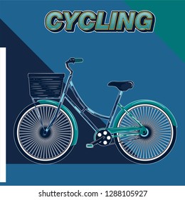 Cycling, Bicycle, Fun bike poster green background motivation - Vector