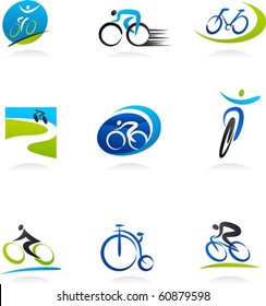 Cycling and bicycles icons