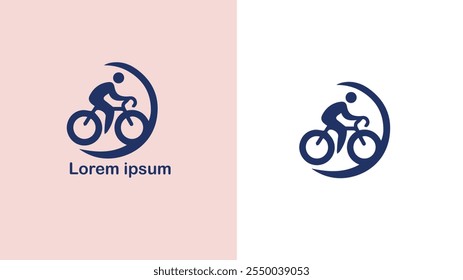 Cycling Biking Bicycling Pedaling unique logo design illustration