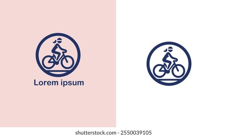 Cycling Biking Bicycling Pedaling unique logo design illustration