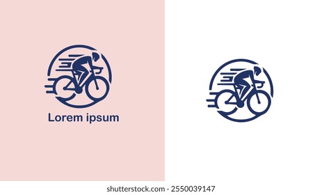 Cycling Biking Bicycling Pedaling unique logo design illustration