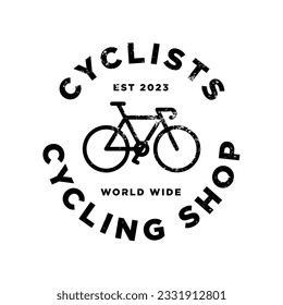 Cycling Biking Bike Retro Vintage Stamp Grunge Scratches Texture Effect Label Logo Template Icon Sign Sigil Symbol Emblem Badge Vector EPS PNG Transparent No Background Clip Art Vector EPS PNG