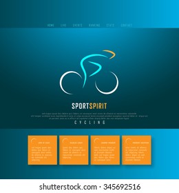 Cycling Biking Blue Freehand Sketch Graphic Design Vector Illustration EPS10
