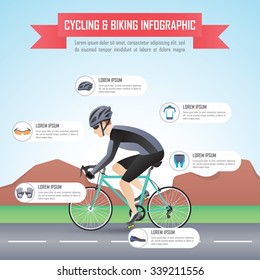 Plantilla de diseño de infografía de ciclismo o bicicleta, VECTOR, EPS10