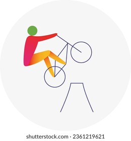 Cycling BMX freestyle competition icon. Colorful sport sign. 