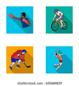Cycling, boxing, ice hockey, volleyball.Olympic sport set collection icons in flat style vector symbol stock illustration web.