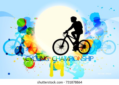 Cycling championship scene vector colors ink splatter abstract background