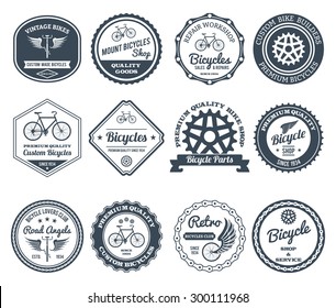 Cycling club retro decorative emblems black set isolated vector illustration