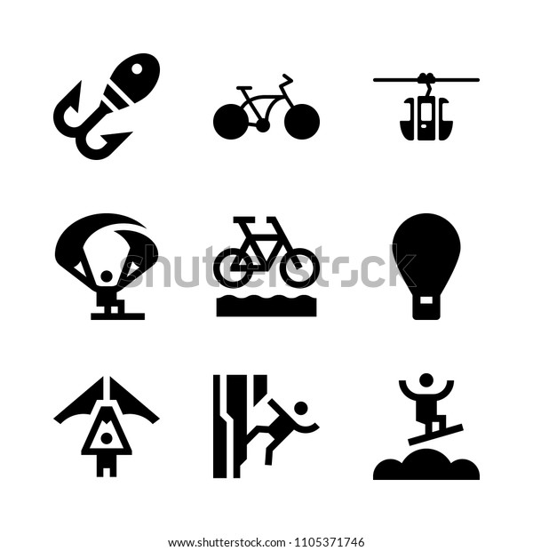 cycling, danger, cable car and risk icons\
in Sport vector set. Graphics for web and\
design