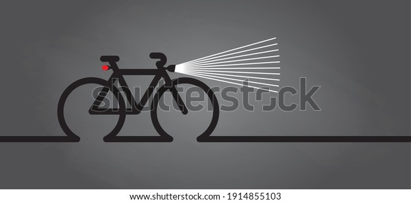 Cycling in the dark, with bicycle\
lights. World Bicycle day. Sport cyclist banner, walppaper or card.\
Funny vector bike signs. Sports symbol. Clipart cartoon logo.\
