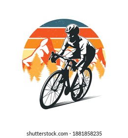 cycling design with mountain background