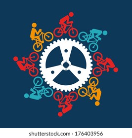 cycling  design over  blue background vector illustration  