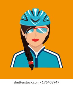 cycling  design over  orange background vector illustration  