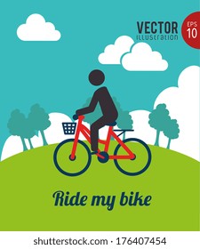 cycling  design over sky  background vector illustration  