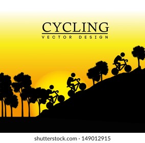 cycling design over sunset background vector illustration 