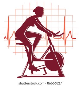 Cycling exercise icon vector