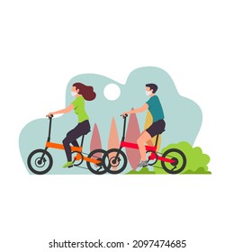 cycling exercise with partner in the morning