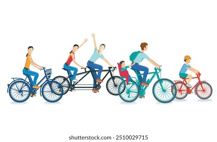 Cycling with the family in their free time Illustration