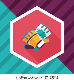 cycling gloves flat icon with long shadow,eps10