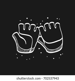 Cycling gloves icon in doodle sketch lines. Celebration December decoration fashion embroidery