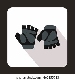 Cycling gloves icon in flat style with long shadow. Accessories symbol