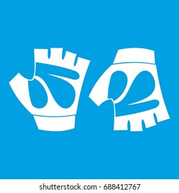 Cycling gloves icon white isolated on blue background vector illustration