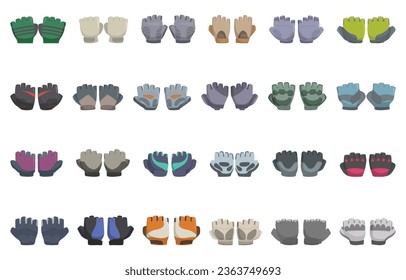 Cycling Gloves icons set cartoon vector. Woman fitness. Bike sport