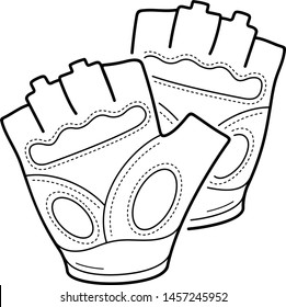 Cycling gloves. Vector outline icon isolated on white background.