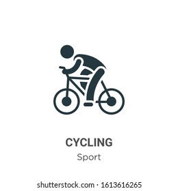 Cycling glyph icon vector on white background. Flat vector cycling icon symbol sign from modern sport collection for mobile concept and web apps design.