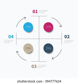 cycling graphic chart with arrows direction and 4 options / infographic circle chart