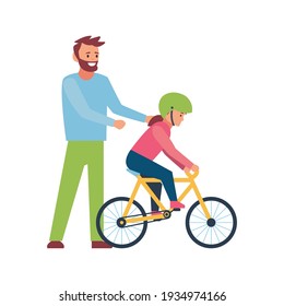Cycling, happy side view. Vector illustration isolated on white background.
