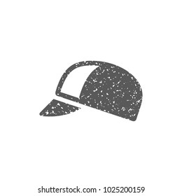 Cycling hat icon in grunge texture. Vintage style vector illustration.