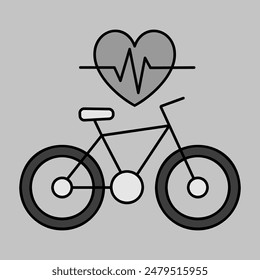 Icono de escala de grises de Vector de latido cíclico. El deporte es un signo de salud. Símbolo gráfico para el Sitio web de la aptitud y de la pérdida de peso y diseño de los App, logotipo, App, UI