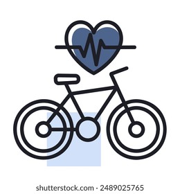 Cycling heartbeat vector icon. Sport is health sign. Graph symbol for fitness and weight loss web site and apps design, logo, app, UI