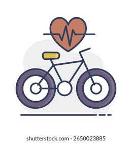 Cycling heartbeat vector icon. Sport is health sign. Graph symbol for fitness and weight loss web site and apps design, logo, app, UI