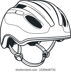 cycling helmet isolated on white background. Hand drawn bicycle helmet use cycling, training, workout and cardio ride in nature.

