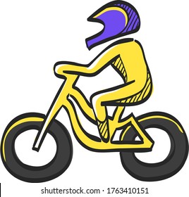 Cycling icon in color drawing. Road race tour triathlon time trial pursuit sport bicycle