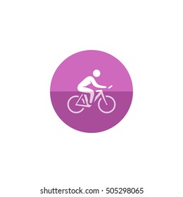 Cycling icon in flat color circle style. Race triathlon sport bicycle