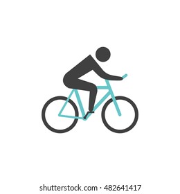 Cycling icon in flat color style. Road race tour triathlon time trial pursuit sport bicycle