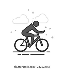 Cycling icon in flat outlined grayscale style. Vector illustration.