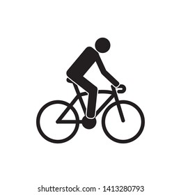 Cycling Icon Vector. Perfect Black pictogram illustration on white background. - Vector
