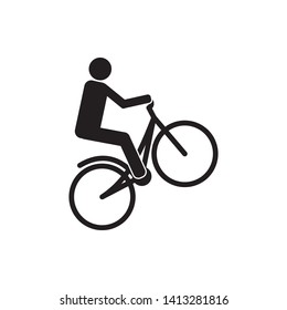 Cycling Icon Vector. Perfect Black pictogram illustration on white background. - Vector